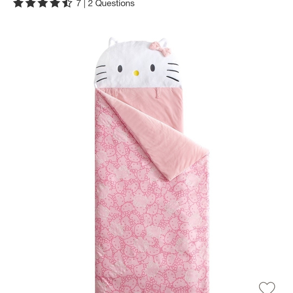 Hello Kitty Pink Hooded Kids Sleeping Bag with Character Hood